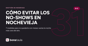 Portada del artículo Cómo evitar los no-shows en Nochevieja, con un 31 de diciembre de fondo y el logo de Bonataula